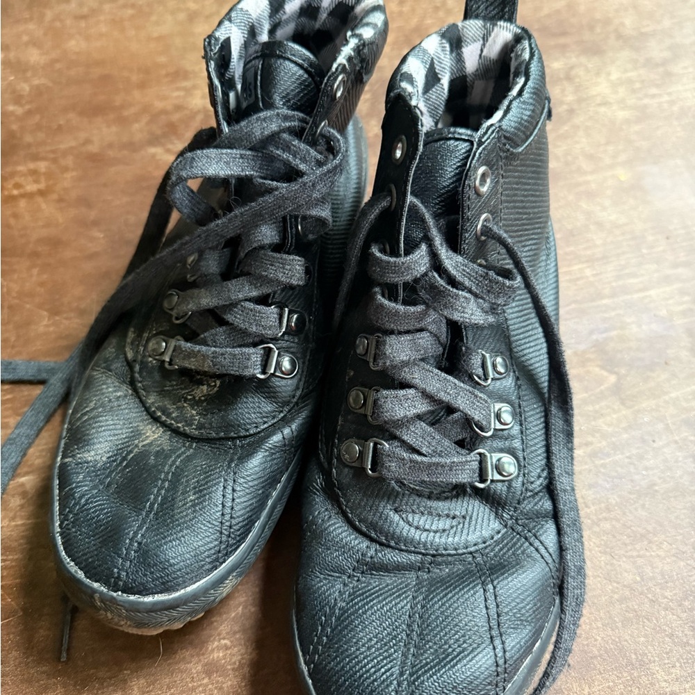 Keds Black Sneakers Leather Lace-Up Casual